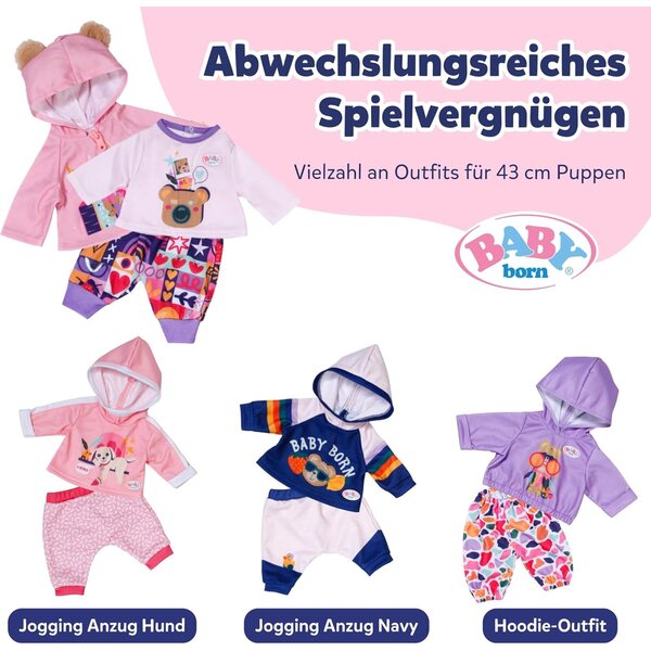 BABY born Neugeborenen-Outfit Bambini 43 cm con Langarmshirt, Hose & Jacke Teddyohren