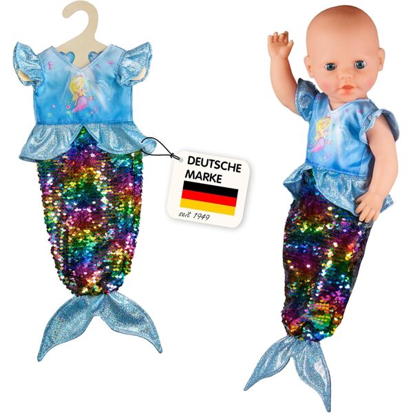 Abito da Sirena Ava per Bambole 28-35 cm con Paillettes Giranti e Ruches Brillanti