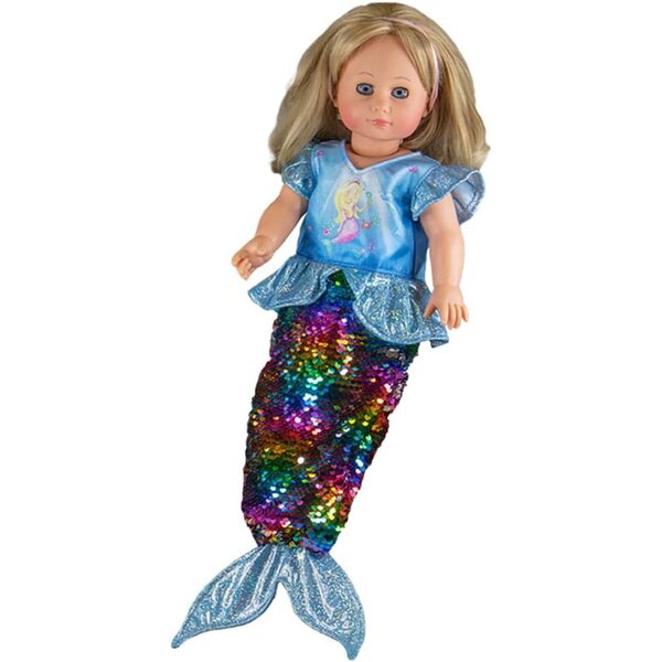 Abito da Sirena Ava per Bambole 28-35 cm con Paillettes Giranti e Ruches Brillanti