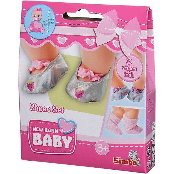 Simba New Born Baby Schuhset 3 Paia Scarpe Tessuto per Bambole 30-43cm