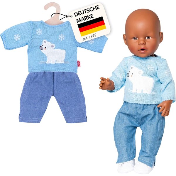 Heless Set Abbigliamento per Bambole 35-45 cm con Pullover Orso Polare e Jeans