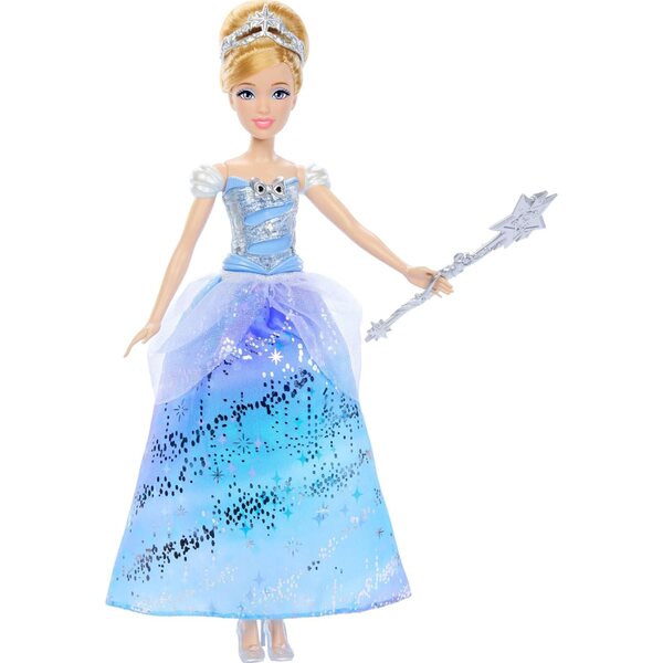 Mattel Disney Prinzessin Aschenputtel mit leuchtendem Kleid und magischen Geräuschen, interaktives Spiel