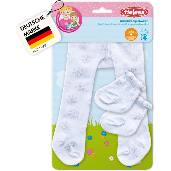 Heless Calzamaglia con Calzini per Bambole 35-45 cm Bianco Cristalli di Ghiaccio