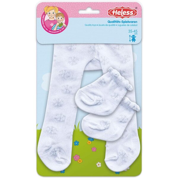 Heless Calzamaglia con Calzini per Bambole 35-45 cm Bianco Cristalli di Ghiaccio