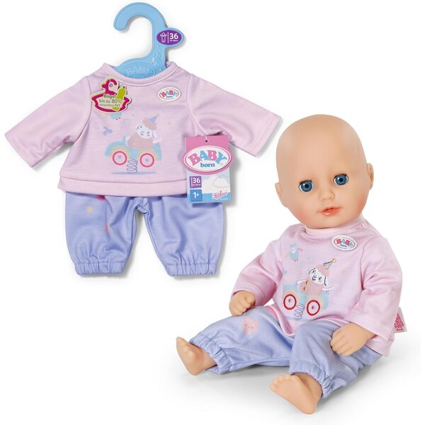 BABY born jogginganzug per puppe 36 cm con maglia rosa e pantaloni lila
