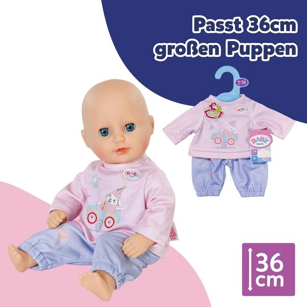 BABY born jogginganzug per puppe 36 cm con maglia rosa e pantaloni lila