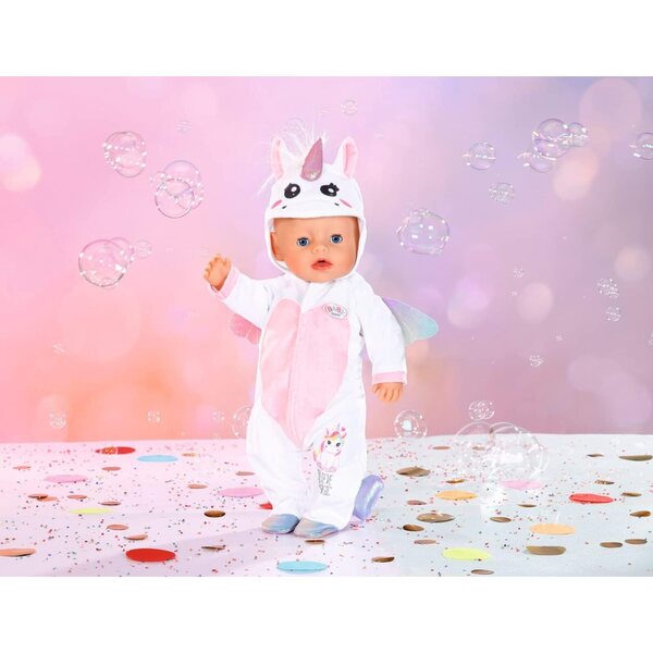 BABY Born tenero tutina unicorno con bambù 43 cm con ali e cappuccio rosa bianco