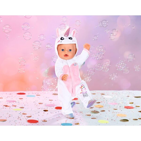 BABY Born tenero tutina unicorno con bambù 43 cm con ali e cappuccio rosa bianco
