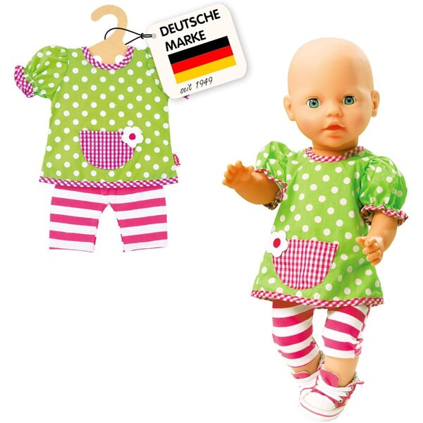 Heless Set Abbigliamento Puppa 28-35 cm con vestitino sospeso e Leggings Colorati