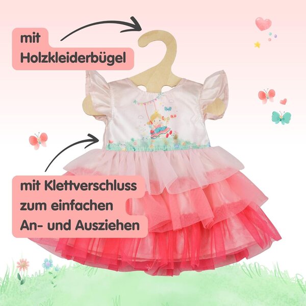 Heless Prinzessin Emily Rosa Kleid für Puppen 28-35 cm mit Krone und Handtasche