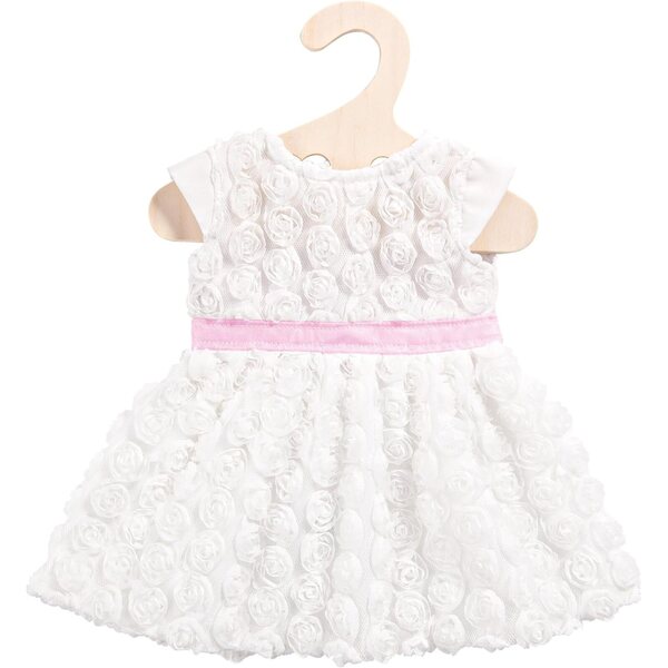 Heless 2650 Vestito da Sogno Bianco per Bambole 35-45 cm con Rose e Cintura Rosa