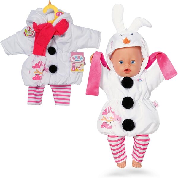 BABY Born Schneemann-Kostüm 43 cm – Overall, Leggings und Schal für Winterpuppe