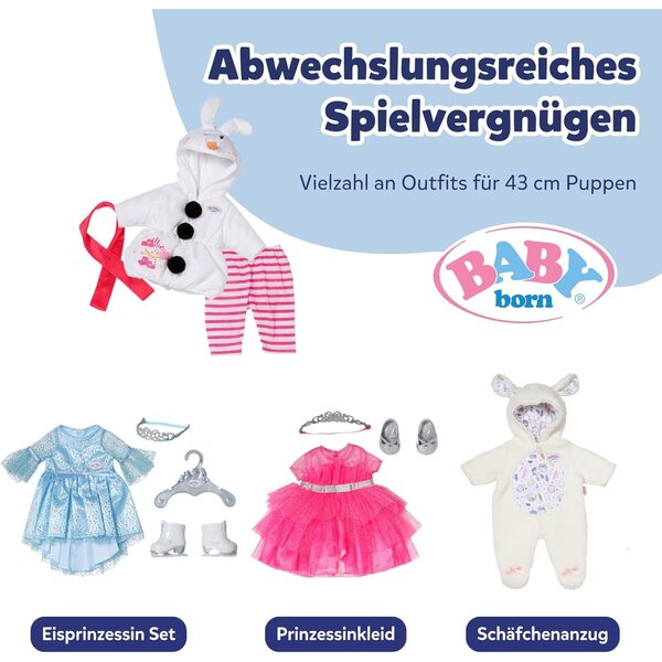 BABY Born Schneemann-Kostüm 43 cm – Overall, Leggings und Schal für Winterpuppe