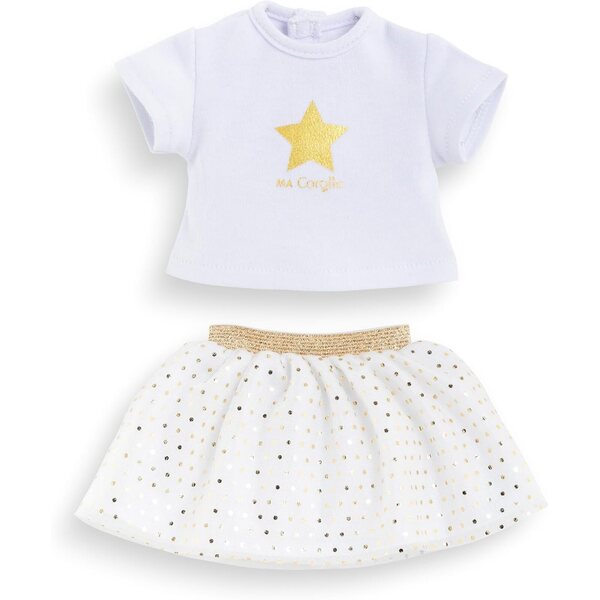 Ma Corolle 36 cm Kleidungsset: Elfenbein- und goldener Rock und T-Shirt für Puppen