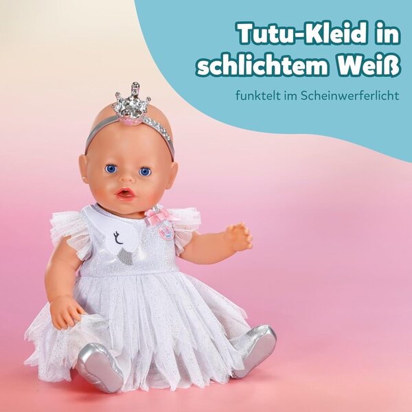 BABY born Ballerina-Outfit con tullerock, Krone & Schuhe per bambole 43 cm