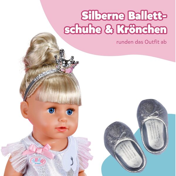 BABY born Ballerina-Outfit con tullerock, Krone & Schuhe per bambole 43 cm