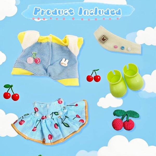 Xerteam 2 Kleidungssets für 17-cm-Puppen mit farbenfrohen und weichen Sommeraccessoires
