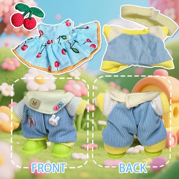 Xerteam 2 Kleidungssets für 17-cm-Puppen mit farbenfrohen und weichen Sommeraccessoires