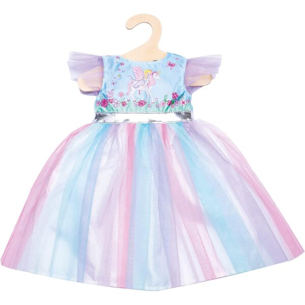 Feen- und Einhornkleid mit silberner Krone für 35–45 cm große Heless-Puppen