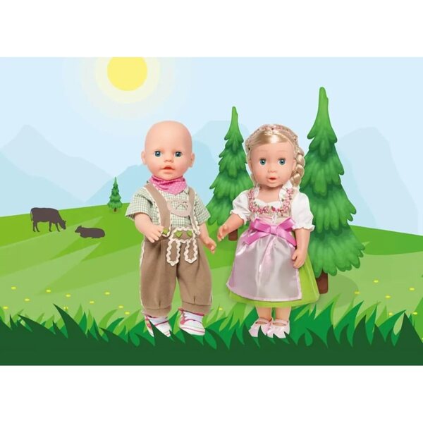 Heless Dirndl Heidi delle Bambole 28-35 cm con inserto in blusa e grembiule in raso