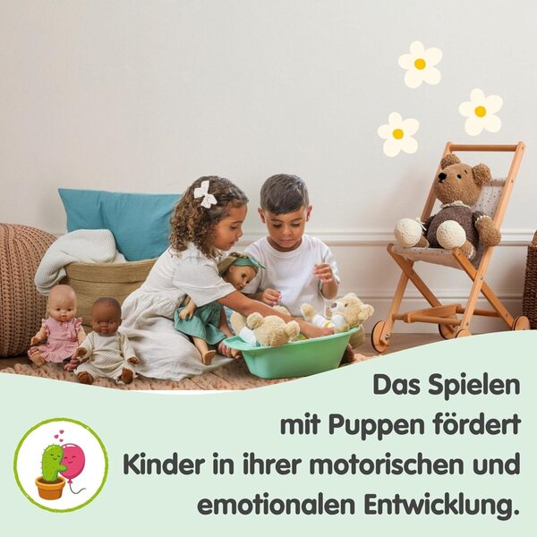 Heless Puppenkleid in Pfirsich aus 100 % Bio-Baumwolle für 35-45 cm große Puppen