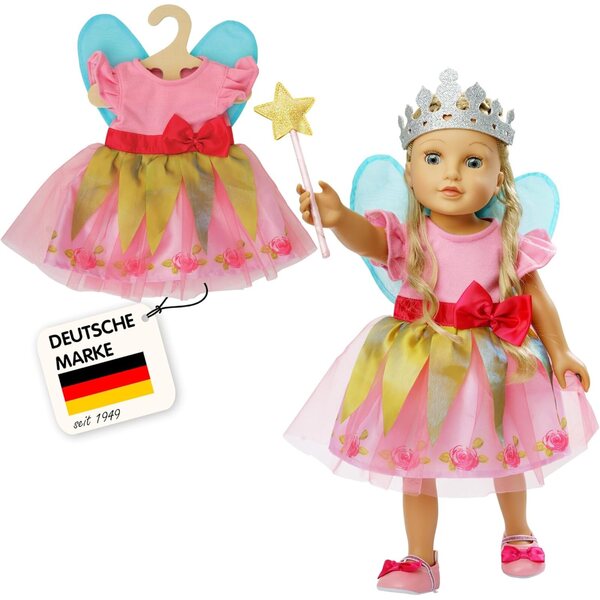 Heless Prinzessin Lillifee Vestito per Bambole 28-35 cm con Ali e Fiocco Rosa