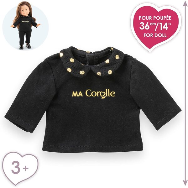 T-Shirt nero e oro per bambole Ma Corolle 36 cm - Moda e fantasia bambini 3+ anni