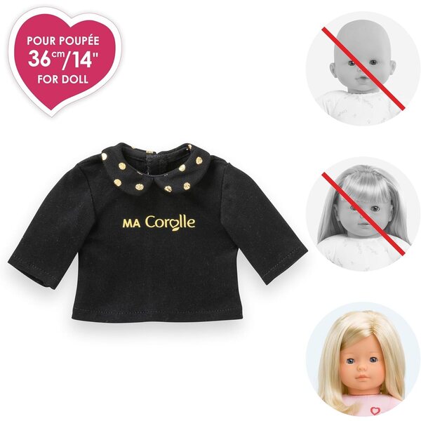 T-Shirt nero e oro per bambole Ma Corolle 36 cm - Moda e fantasia bambini 3+ anni