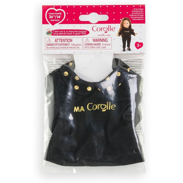 T-Shirt nero e oro per bambole Ma Corolle 36 cm - Moda e fantasia bambini 3+ anni