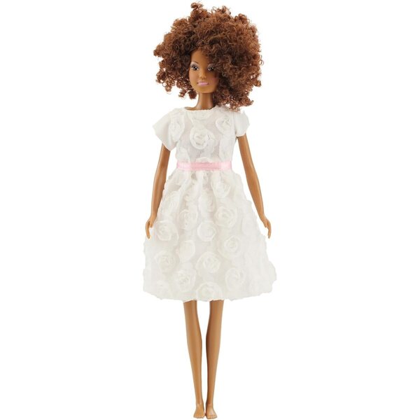 Heless Time2Shine 8650 - Elegante vestito bianco con rose e cintura rosa per bambole 29 cm