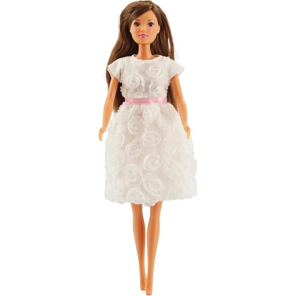 Heless Time2Shine 8650 - Elegante vestito bianco con rose e cintura rosa per bambole 29 cm