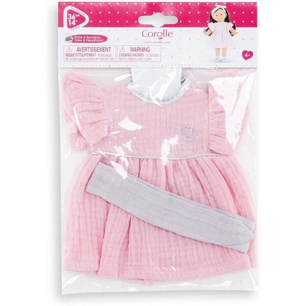 Corolle outfit rosa con cuore argento e fascia capelli per bambole 36 cm