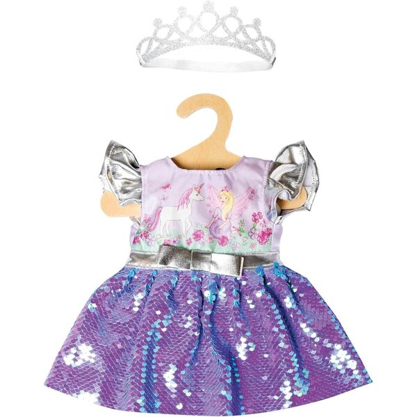 Heless Abito Pupazzi Fee e Unicorno con Paillettes Rivoltabili e Corona Argento 35-45 cm