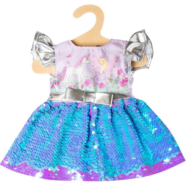 Heless Abito Pupazzi Fee e Unicorno con Paillettes Rivoltabili e Corona Argento 35-45 cm