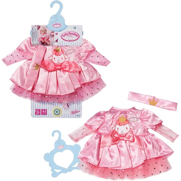 Baby Annabell Vestito Compleanno 43 cm con Tulle e Cerchietto Regalo Elegante