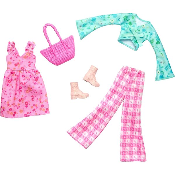 Barbie Set Abiti 2 Pezzi con Vestito Cottage Core e Gingham, 2 Accessori