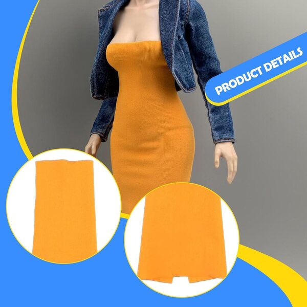 Vestito Miniatura Donna 1/6 per Action Figures 30 cm - Abito Aderente Giallo Scuro