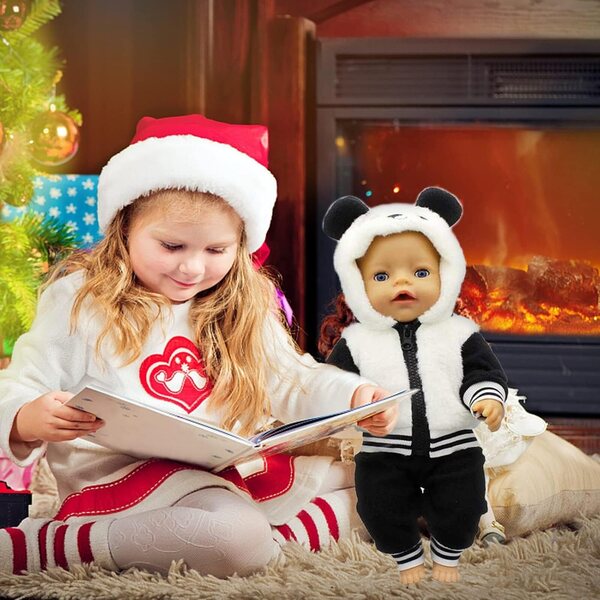 Bekleidungsset für 13-18-Zoll-Puppen mit Panda-Jacke, Hose und Socken