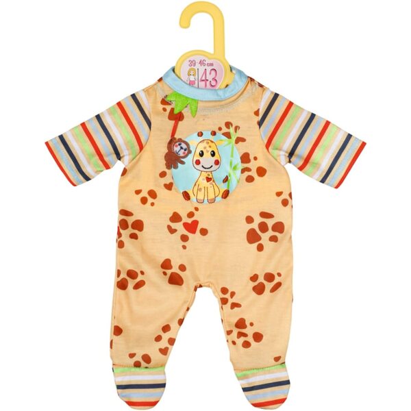 Strampler Dolly Moda con Giraffa per Bambole 39-46 cm, Colore Giallo e Maniche Multicolori
