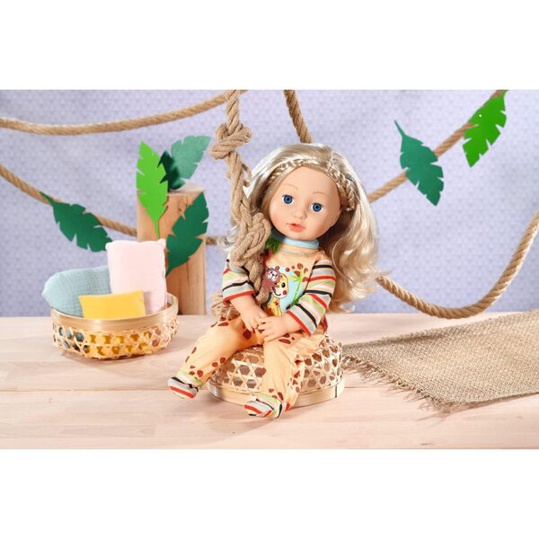 Strampler Dolly Moda con Giraffa per Bambole 39-46 cm, Colore Giallo e Maniche Multicolori