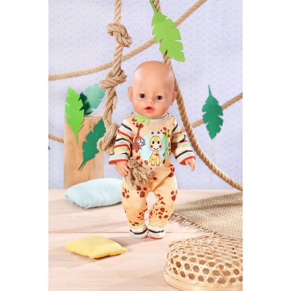 Strampler Dolly Moda con Giraffa per Bambole 39-46 cm, Colore Giallo e Maniche Multicolori