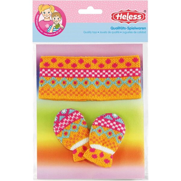 Bambole Heless Accessori 35-45 cm set fascia per capelli e guanti Jolly in rosa-arancio
