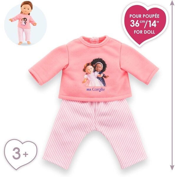 Ma Corolle Pigiama Rosa 2 Pezzi per Bambole 36 cm - Abbigliamento Morbido e Facile da Indossare