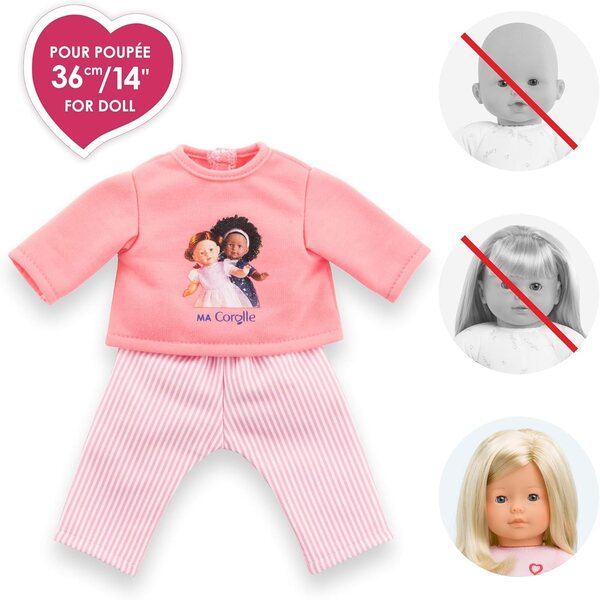 Ma Corolle Pigiama Rosa 2 Pezzi per Bambole 36 cm - Abbigliamento Morbido e Facile da Indossare