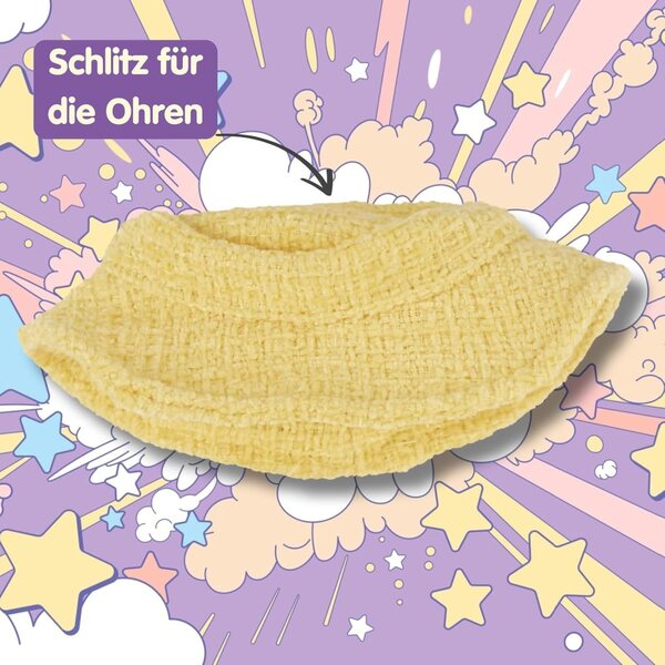 Heless Monster Styles 7513 Bouclé gelbes Kleid mit Hut für Monster 15 cm Kawaii