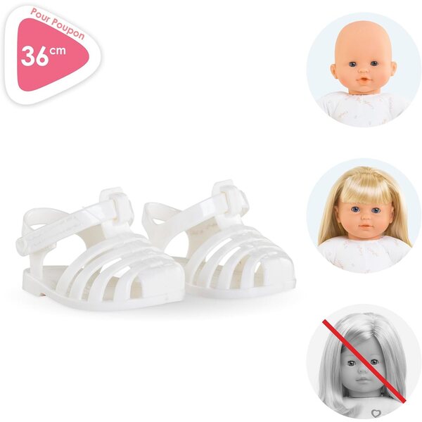Sandali bianchi Corolle per bambole 36 cm, accessorio ideale per bambini da 2 anni