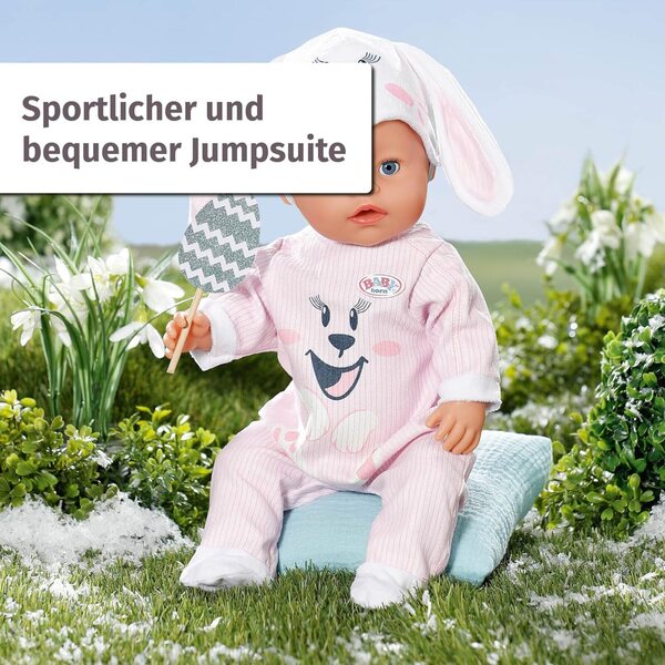 BABY born coniglietto Kuschelanzug per bambole 43 cm con Cappellino e Gruccia Rosa