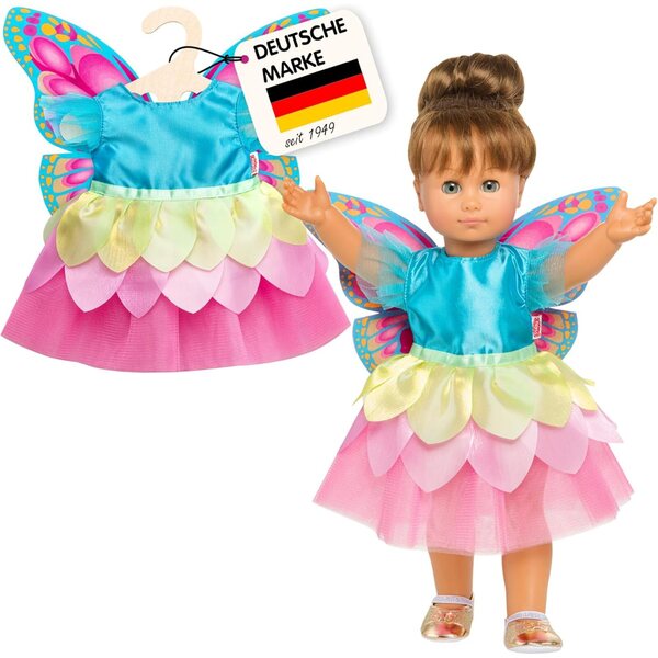 Heless Abito da Fata per Bambole 35-45 cm con Ali e Gonna a Tulle Multistrato