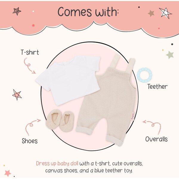 LullaBaby-Outfit für 36-cm-Puppen mit Pullover, Schuhen und Accessoires – Lernspiel 2+