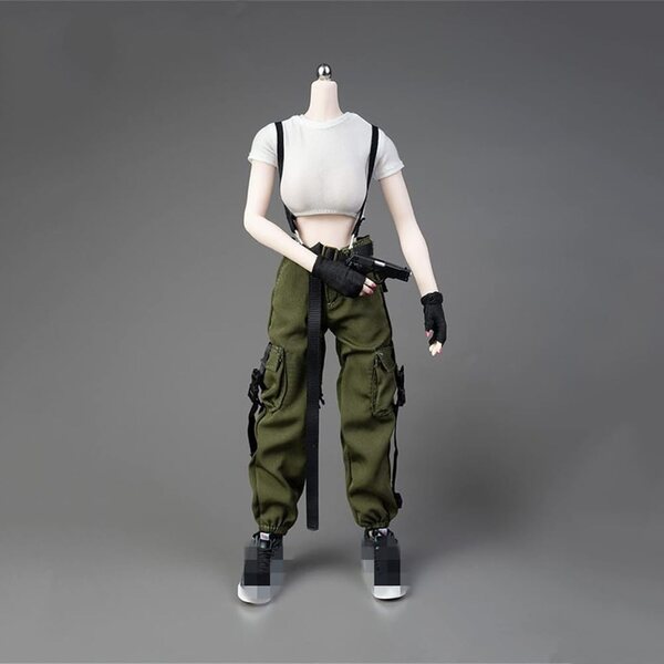 Abbigliamento 1/6 AMITD per Action Figure Femminile: Completo Combat Verde e Bianco